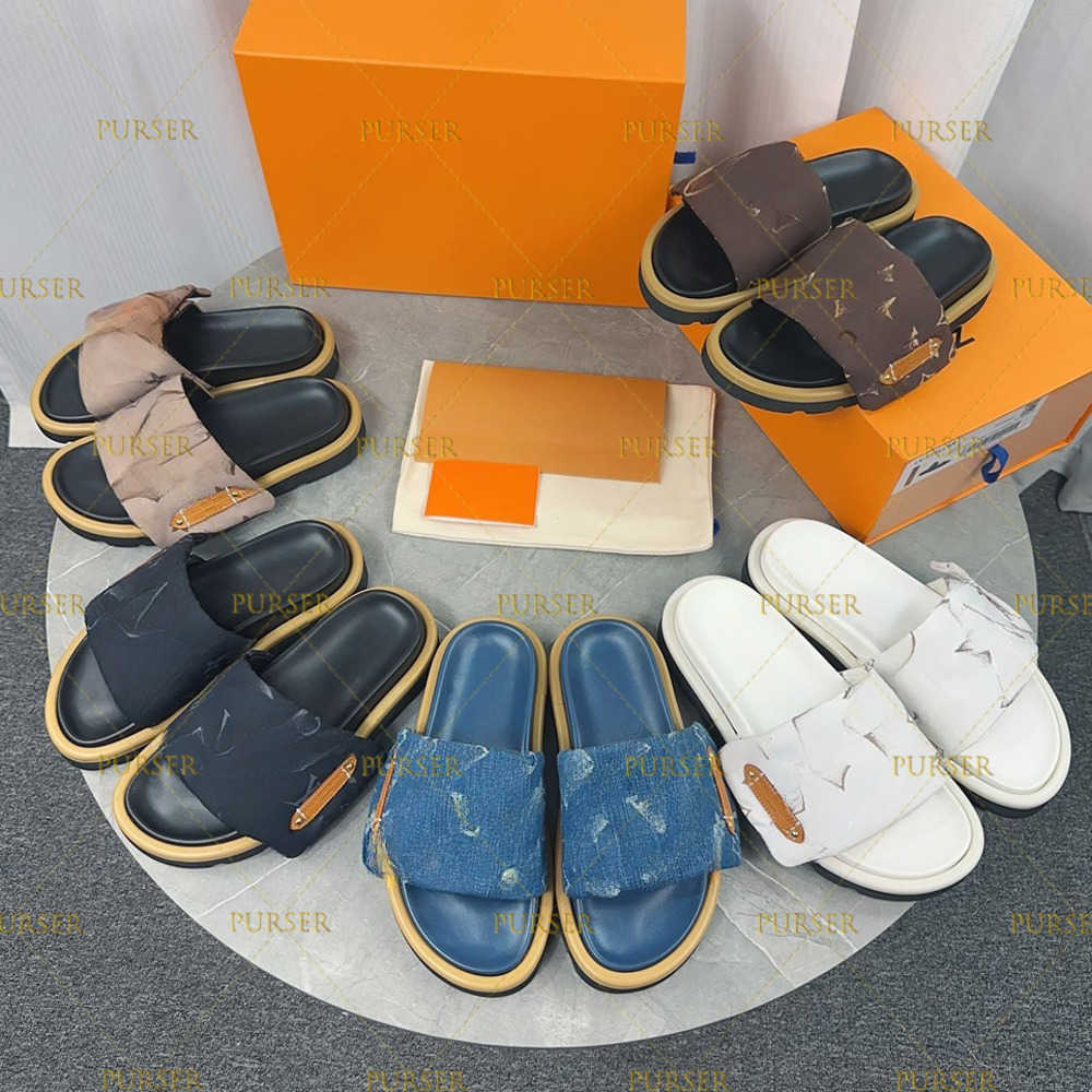 2025 New slippers Pool sandal Pillow slides sunny luxury Designer shoe top quality fashion summer beach slipper mens womens flat shoes couples Mule gift 35-45