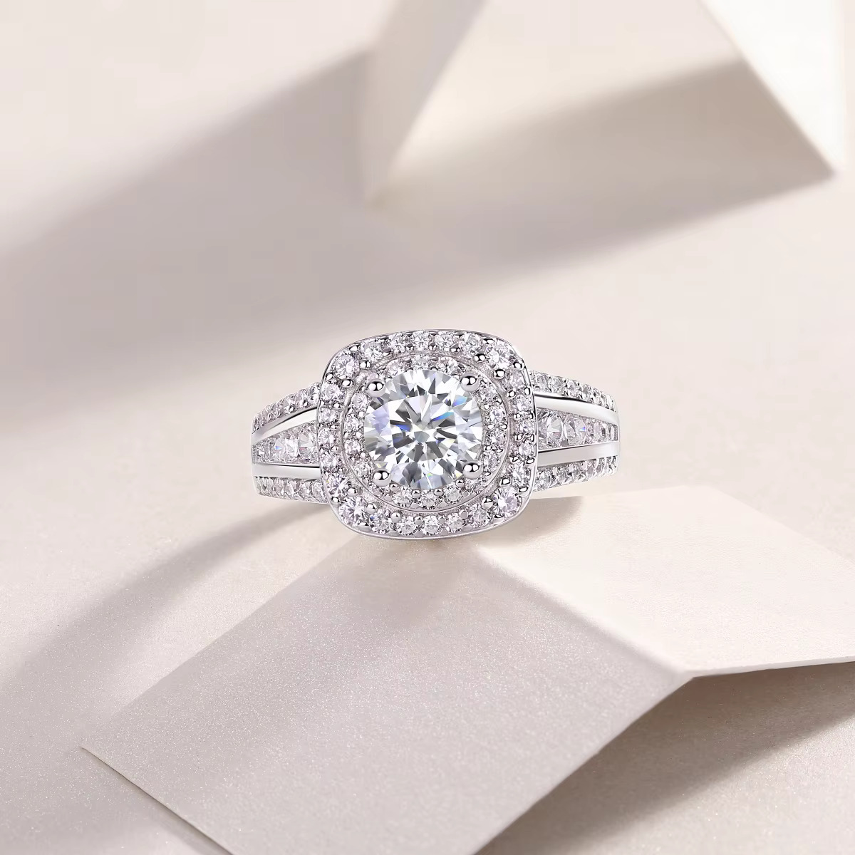 Jiuzuan Jewelry Factory Wholesale Iced Out Ring Moissanite Diamond Engagement Sterling Silver 925 Moissanite Ring R231113378-65