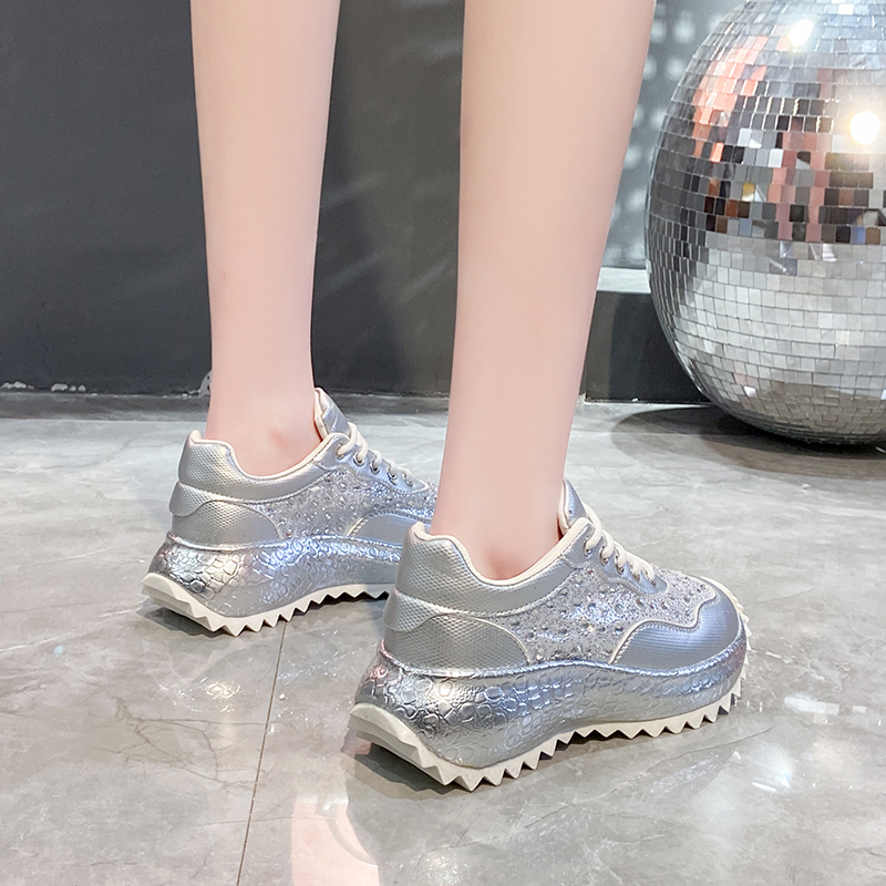 Women Luxury Genuine Leather Shoes New Rhinestone Women Sneakser Diamond Breathable Casual Designer Sneakers zapatillas mujer Non slip Lace up Casual 