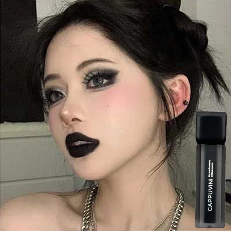 Waterproof Matte Dark Brown Lipstick Sexy Nude Black Lip Gloss Velvet Lip Tint Goth Punk Cosmetics High Pigment Lasting Makeup W250312