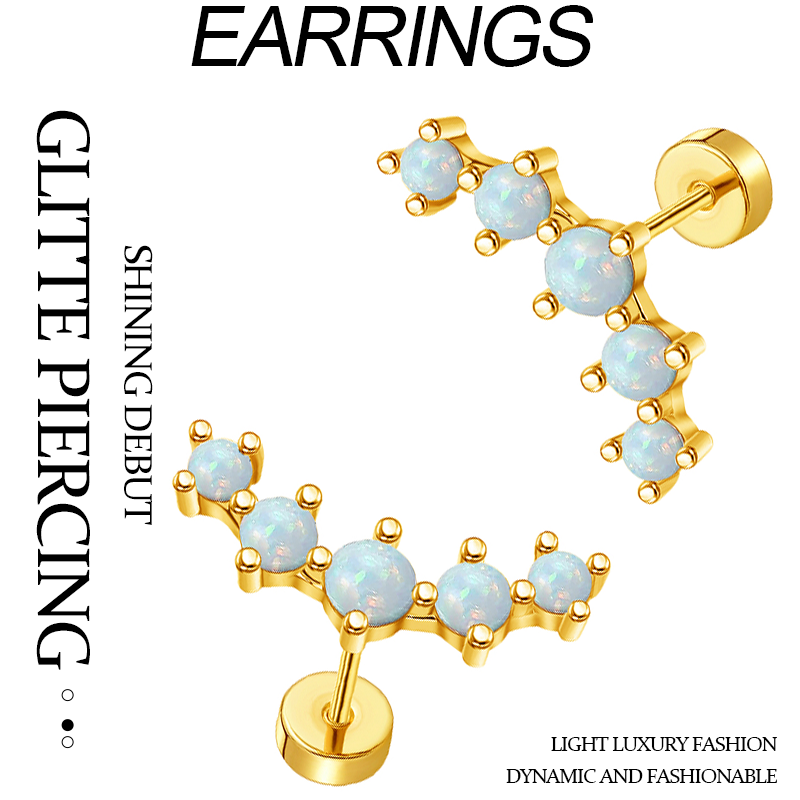 G23 Titanium Cartilage Earrings for Women 16G Pure Titanium Flat Back Stud for Sensitive Ear 14K Gold Cartilage CZ Stud Earrings Internally Threaded C