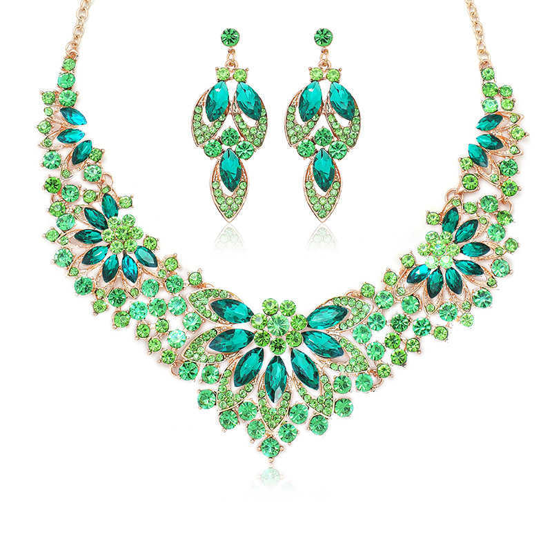 Necklace set womens 2-piece set leaves and flowers exaggerated luxury new bride wedding accessories W250312