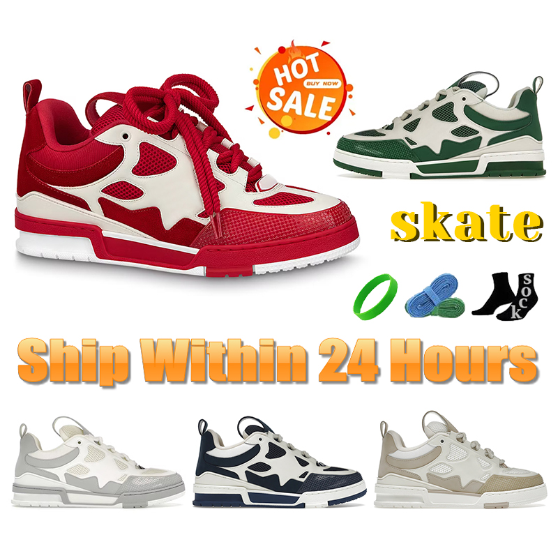 Designer Shoes Womens Sneakers Skate Mens Shoes Platform Leather Casual Outdoor Mens Trainers White Black Green Red Fashion Lace-up Low Breathable Sneaker Size 36-45