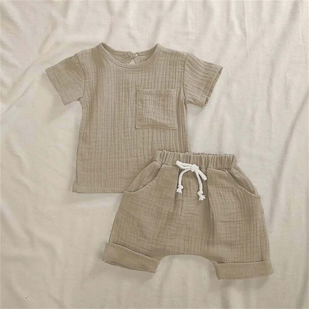 2 Pieces Babies Outfit Set Cotton born Baby Girl Clothes Boys Toddler Romper T-shirts and Shorts Infant Soft Clothes 250311