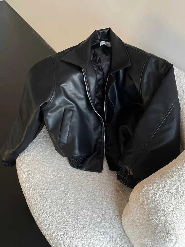 Spring Autumn Mens Cool Oversized Black Soft Pu Leather Jacket - Zipper Luxury with American Vintage Style Mens JacketT250311