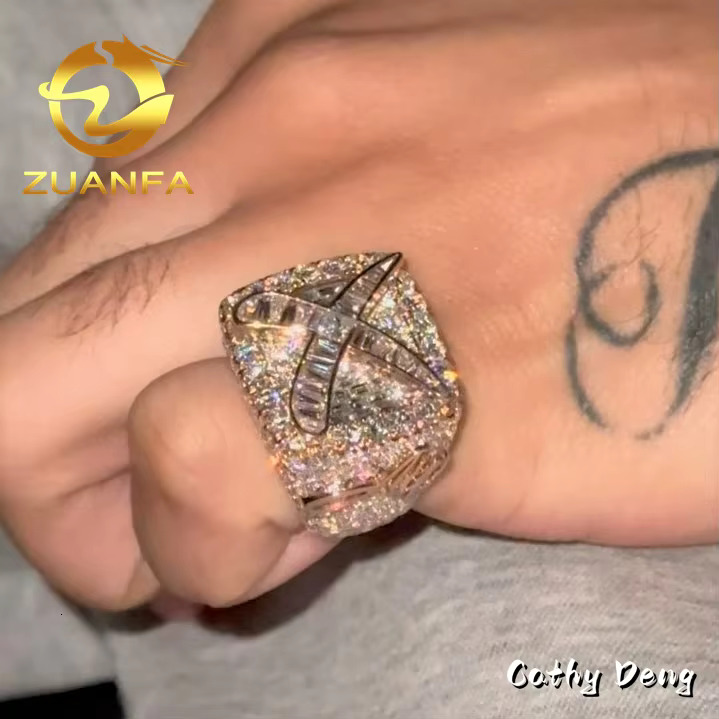 Hip Hop Jewelry Moissanite Men Diamond Rings 925 Silver Ice Out Ring Moissanite Hip Hop Ring