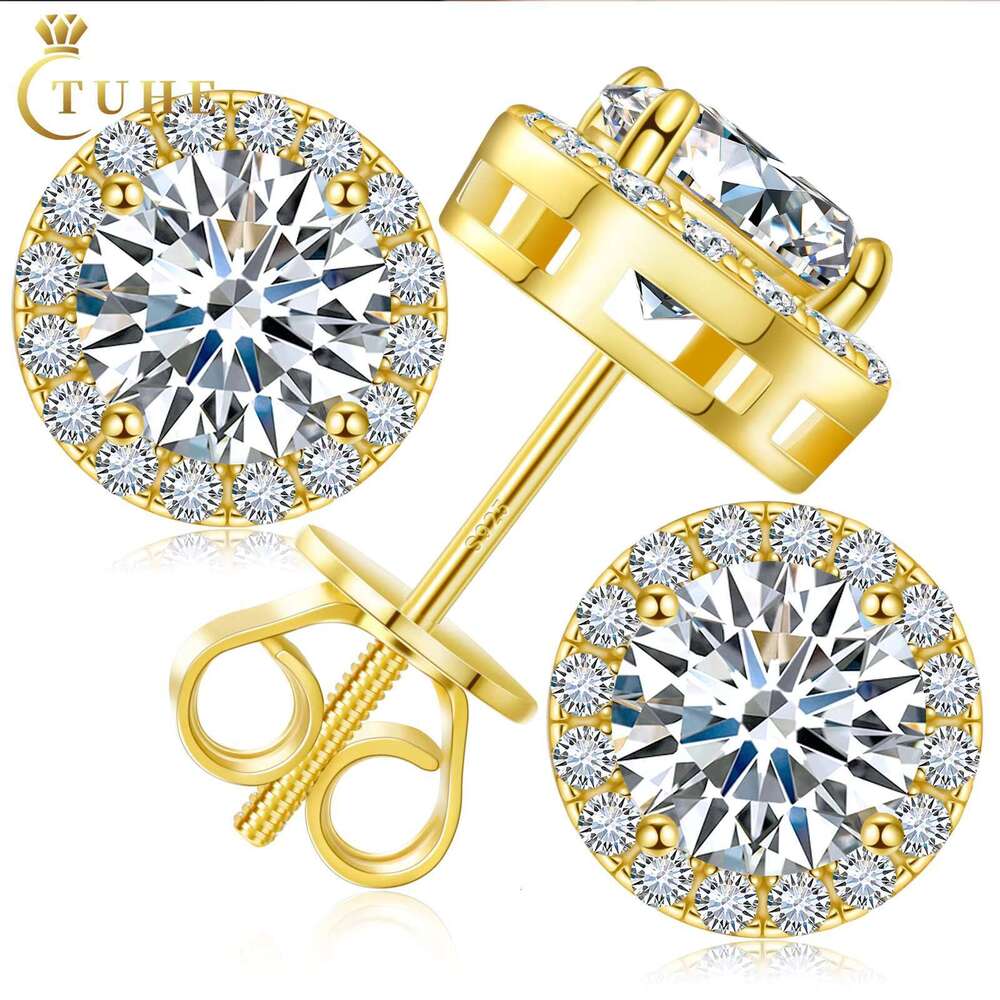 Classic Round 2CT Test Passed with Sandstone Women's Accessories, Pure Sier Fashion Earrings, Engagement Gifts