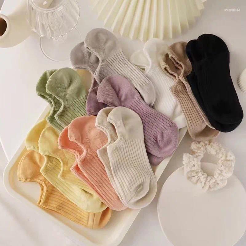 Women Socks 4-10 Pairs Of Women's Short Autumn Candy Color Thin Boat Tube Solid Light Mouth Simple Ins Trendy Summer