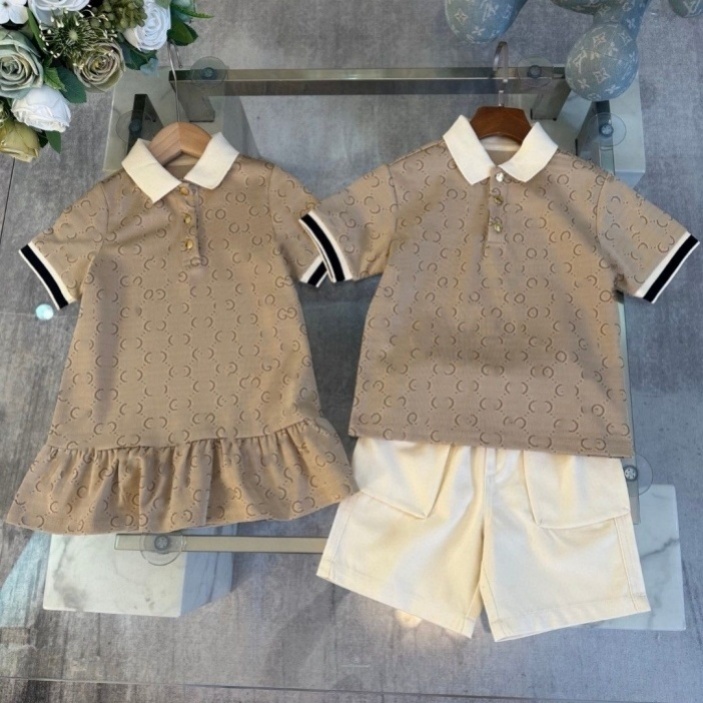 Luxury children's sportswear Designer polo Boys & Girls Clothing set Classic brand clothing set Children's Summer short sleeve two-piece set size 90cm-160cm B3
