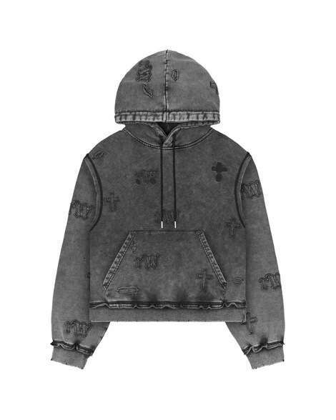 American hip-hop dark cross patch embroidered with personalized design sense, high street loose fitting men's and women's hoodie