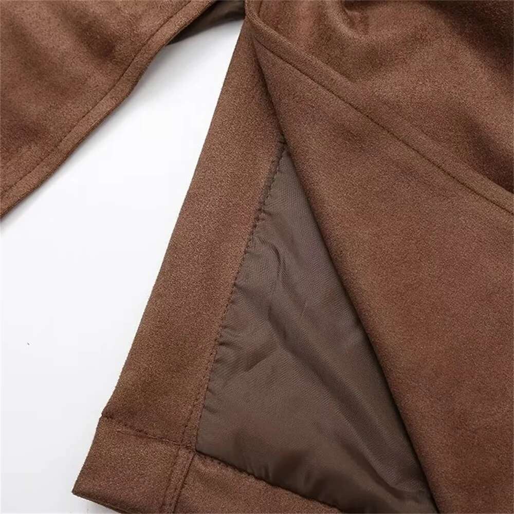 2024 Autumn New Women's Fashion Retro Sleeve Windbreaker Loose Long Style Temperament Strap Over Knee Coat