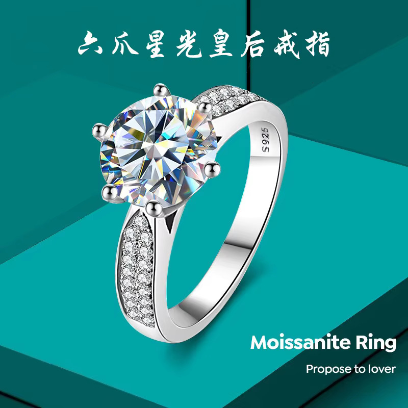 GRA Certified Diamond Moissanite Jewelry 925 Sterling Silver 1 2carat Round Cut Moissanite Ring for Women Engagement Jewelry