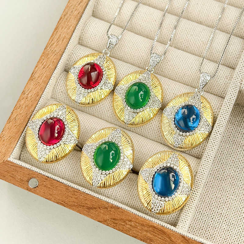 2024 New Zhuangsheng Europe Simulation Pigeon Blood Red Corundum Green Jade Marrow Set Main 10 * 12 W250312