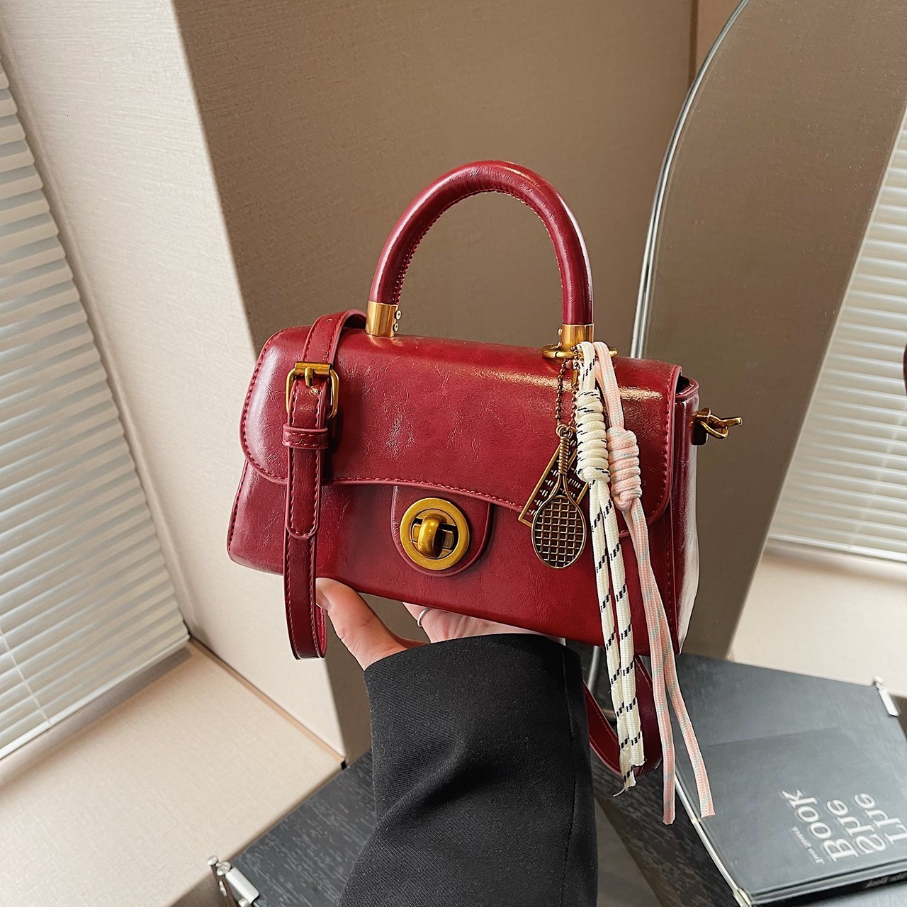 High End Mini Small Square Bag, Women s New Multifunctional Oil Wax Handbag Fashionable Designer Light Luxury Crossbody Bag Casual Storage Bag Wallet 