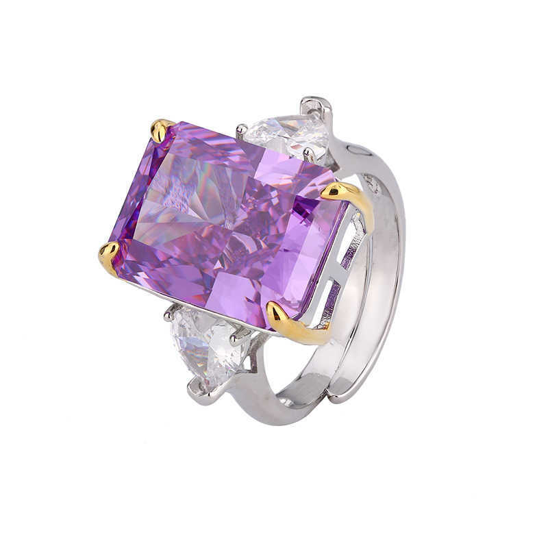 2024 New Zhuangsheng High Carbon Diamond Ice Flower Cut Purple Diamond Copper Set for Women 12 * 16-10 * 12 W250312