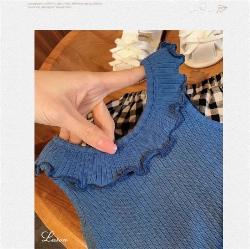 Ddmyshoesvip Summer New Little Girls Tank Top With Mushroom Edge Fashionable Versatile Trendy For Middle And Small Children S Tops