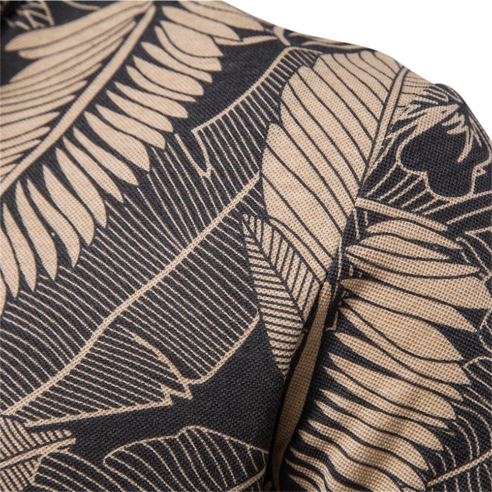 2025 tracksuit Summer New Leaf Print Top Men's Short Sleeve Polo Neck European Fashion POLO t shirt