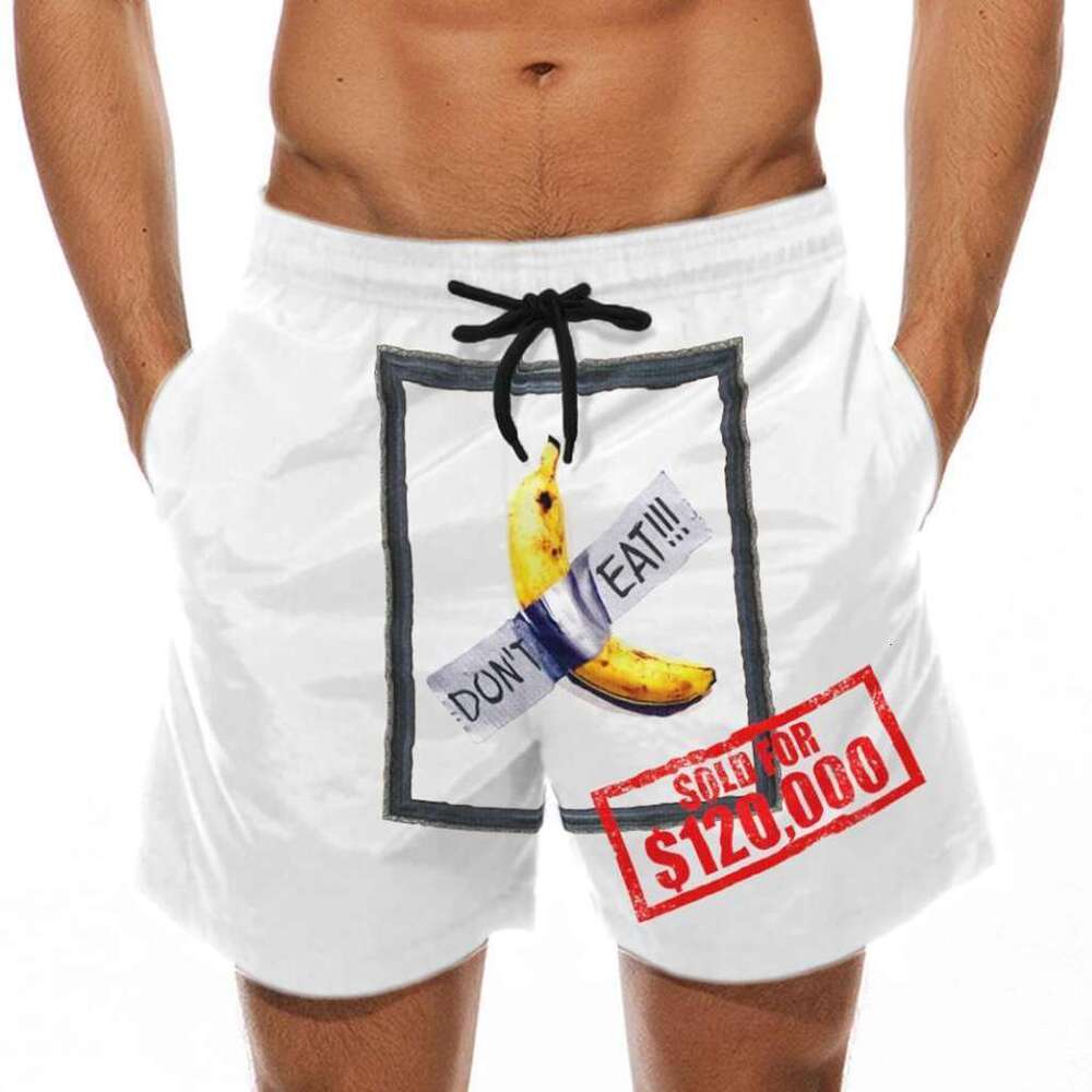 Men's Fun 3D Turkey Head Printed Swimming Beach Pants Mock Banana Pattern European American Shorts New Style Unique and Elegant Clothing