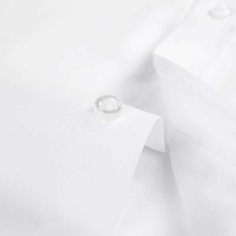 Mercerized Cotton Square Collar Solid Mens Dress Shirts Long Sleeve Slim Fit Anti Wrinkle Easy Care High Quality Clothing W250312