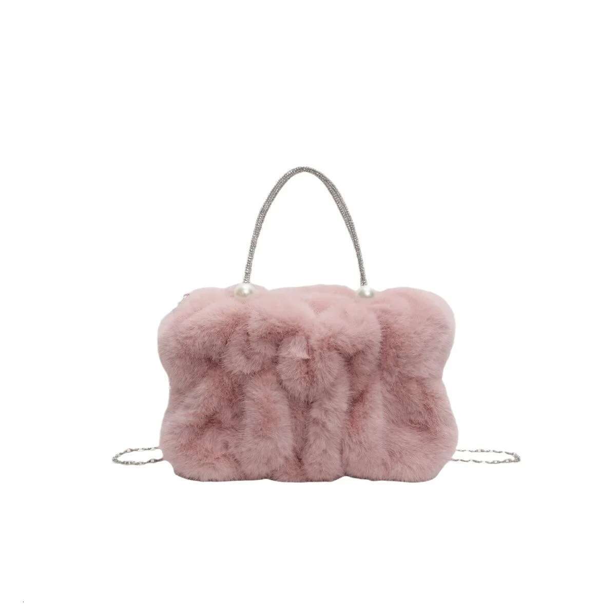 Soft Plush Evening Bag Elegant Party Mini Handbag High end Fur Handbag Fashionable Designer New Anti Slip Chain Crossbody Bag Casual Silver Coin Lipst