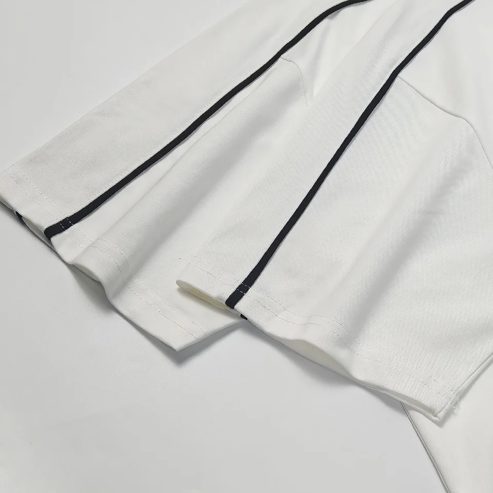 Sporty Stripes Chest y Premium Cotton Streetwear TShirt Men Black White Loose Tee Short sleeved summer Oversized Tops 250312