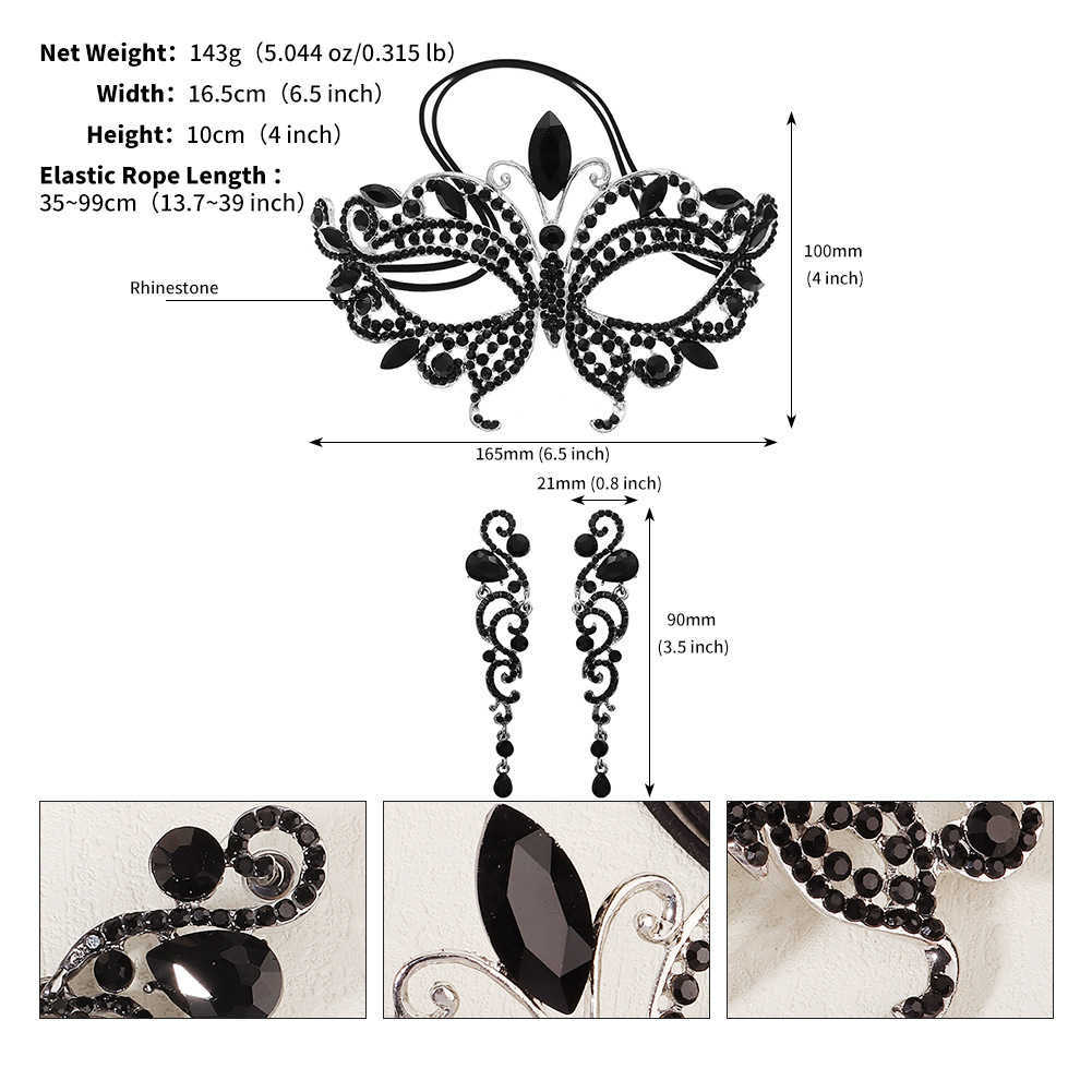 Halloween Jewelry Set for Girls Ball Dress up Baroque Red and Black Crystal Crown Earrings Two Piece Set W250312