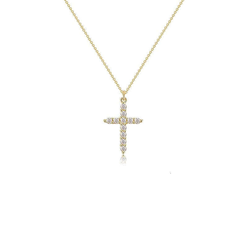 Fashionable stainless steel crown pendant with rotatable full cross zirconia necklace