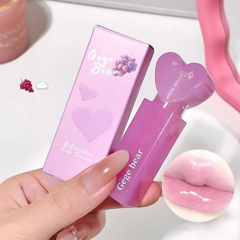 Love Heart Mirror Jelly Lip Glaze Grape Purple Waterproof Water Light Lip Gloss Lasting Moisturizing Lip Tint Makeup Cosmetics W250312