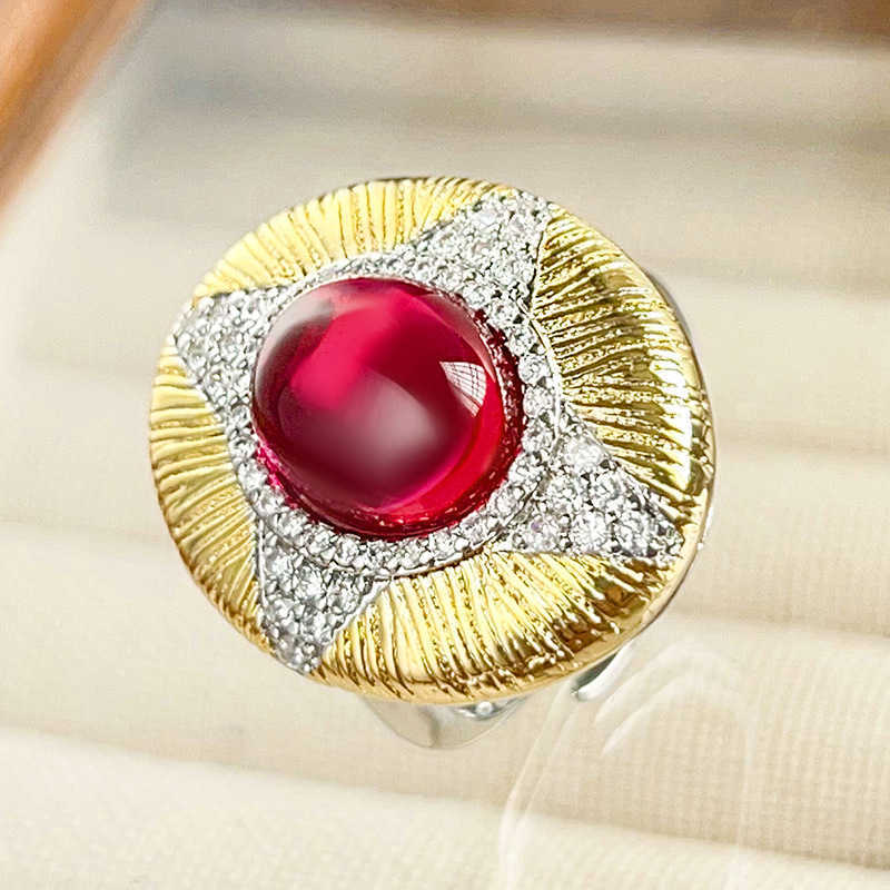 2024 New Zhuangsheng Europe Simulation Pigeon Blood Red Corundum Green Jade Marrow Set Main 10 * 12 W250312