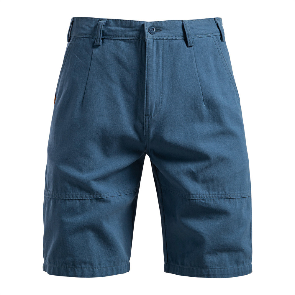 2025 summer new cotton casual men's straight leg five quarter pants solid color versatile workwear shorts for men tracksuit