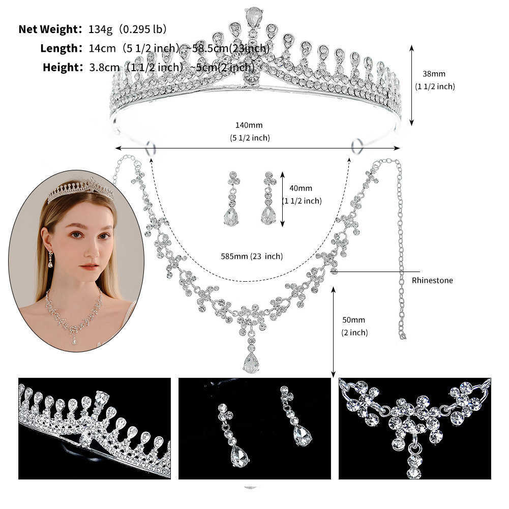 Jewelry Set Necklace Earrings Crown Wedding 3-Piece Set Wedding Dress Banquet Bridal Accessories W250312