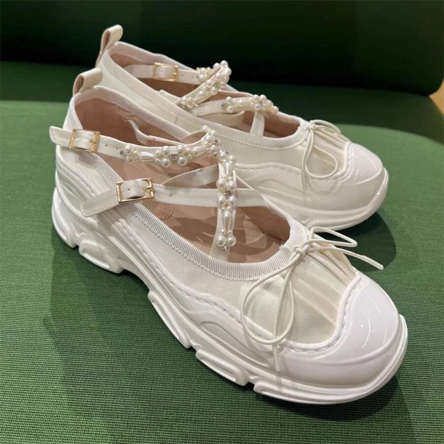 High Quality Women Casual Flats Retro Thick Sole Platform Sports Ladies Round Toe Mary Jane Ballet Shoes Black Loafers