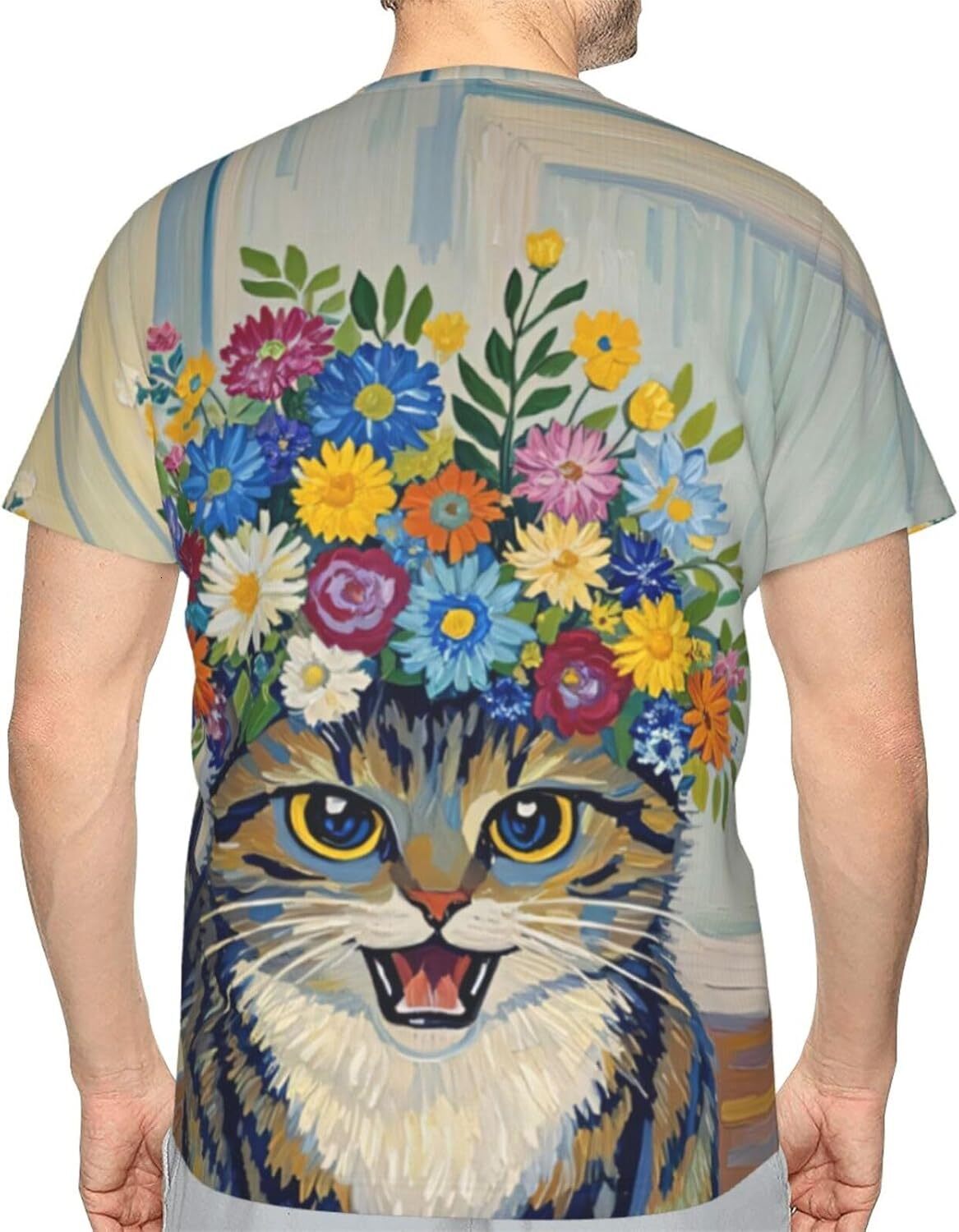 Mens T shirt Floral Cat Pattern Men's Women's T-Shirt Roaring Cat 3D Printed Novelty Short Sleeve Unisex Fashion Tee tee Casual tops summer 