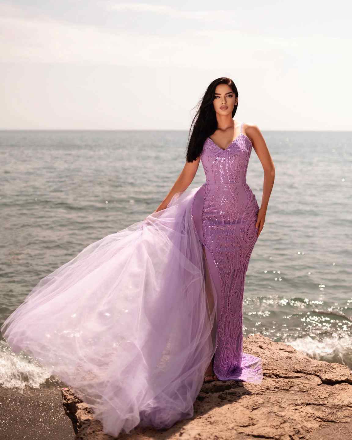 Sexy Mermaid Evening Dresses For Women Spaghetti Strap Sleeveless Gown Sequins Split Side Detachable Train Party Customized Dress