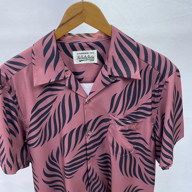 Men's Casual Shirts Hawaii WACKO MARIA Lapel Short Sleeve Shirt Men Woman High Street Printing Summer Top Tee Vintage