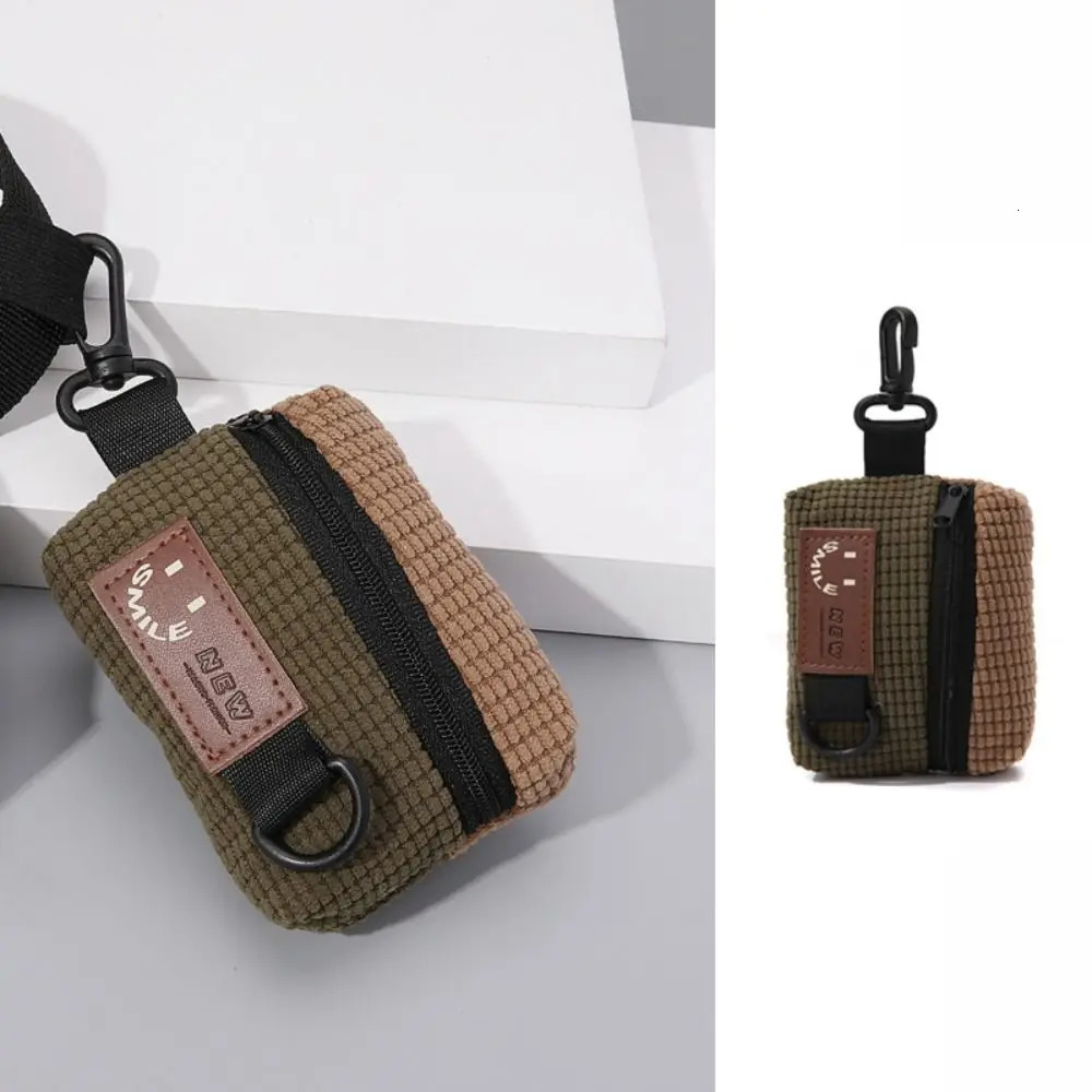 Fashion Corduroy Coin Purse Keychain Mini Key Case Zipper Montage Square Earphone Bag Outdoor Cycling 250311
