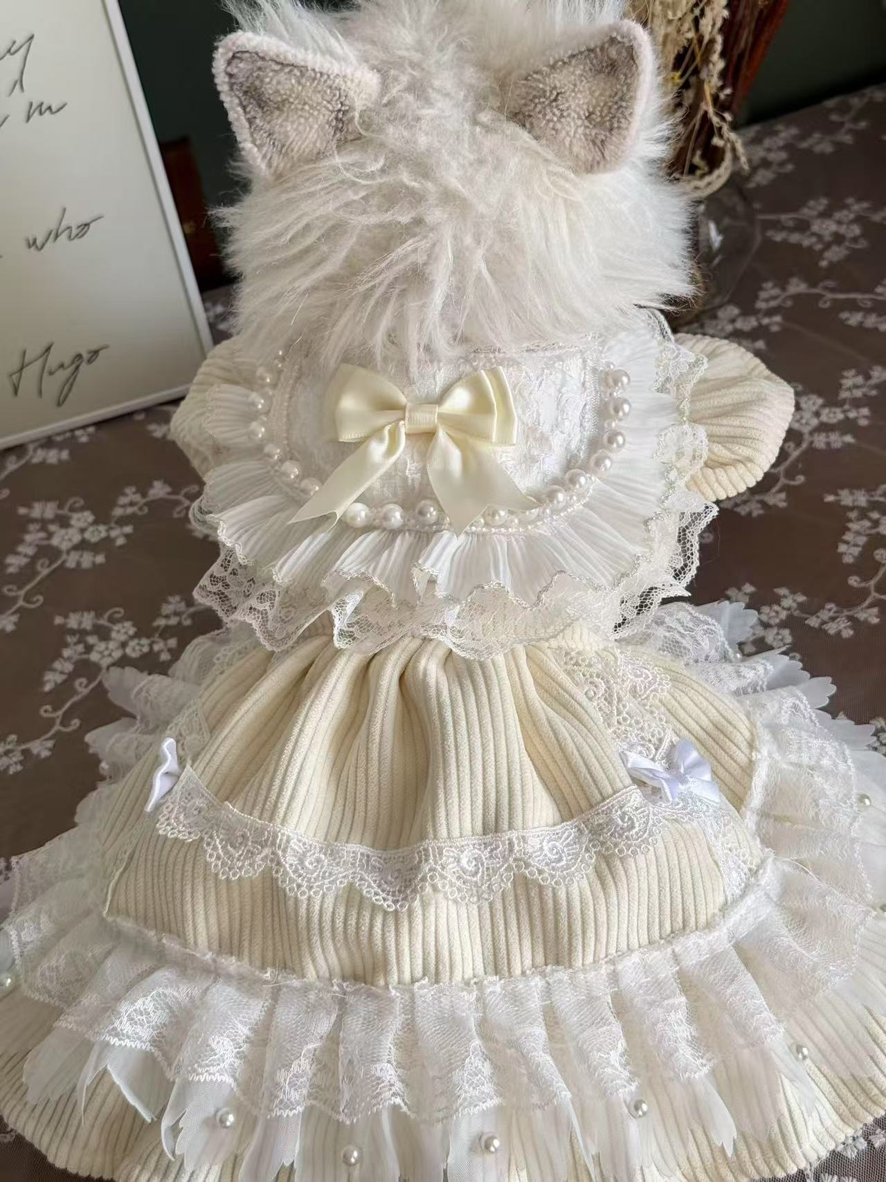Pet Cat Dress Cream Skin Pure Birthday Thickened Plush Style