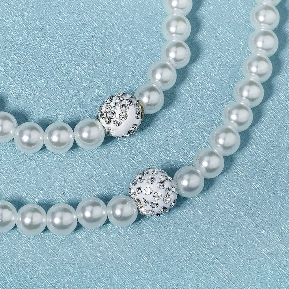 Bridal jewelry necklace earrings bracelet three piece set daily accessories small fragrance style diamond inlaid pearl necklace set W250312