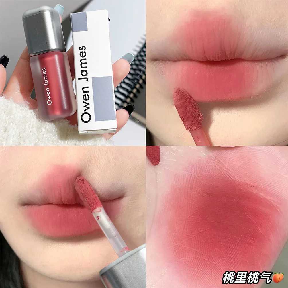 Owen James small silver tube lip glass matte fog velvet fadeless white lipstick lip gloss delicate non dry wholesale W250312
