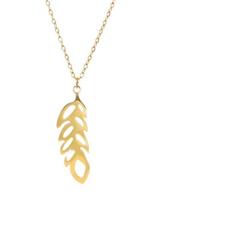 Hot selling Instagram jewelry fashionable metal style stainless steel hollow leaf earrings necklace jewelry set W250312