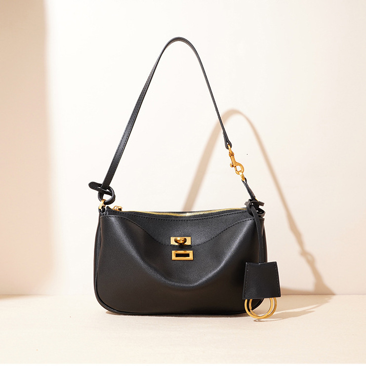 Genuine Leather Luxury Metal Lock Armpit Bag Top grade Cowhide Exquisite Mini Handbag Women s Designer Fashionable High end Crossbody Bag Wallet Stora