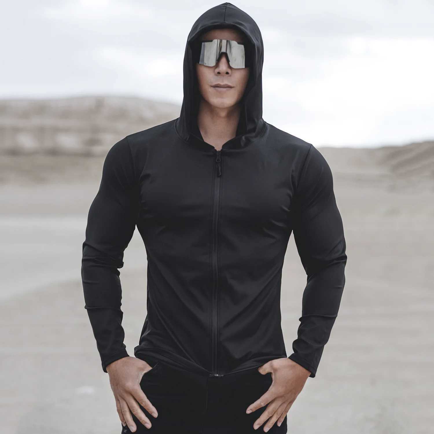 Spring and Autumn New Mens Sports Casual Running Exercise Gym Training Thin Hooded Zipper Long Sleeve hoodie M250312