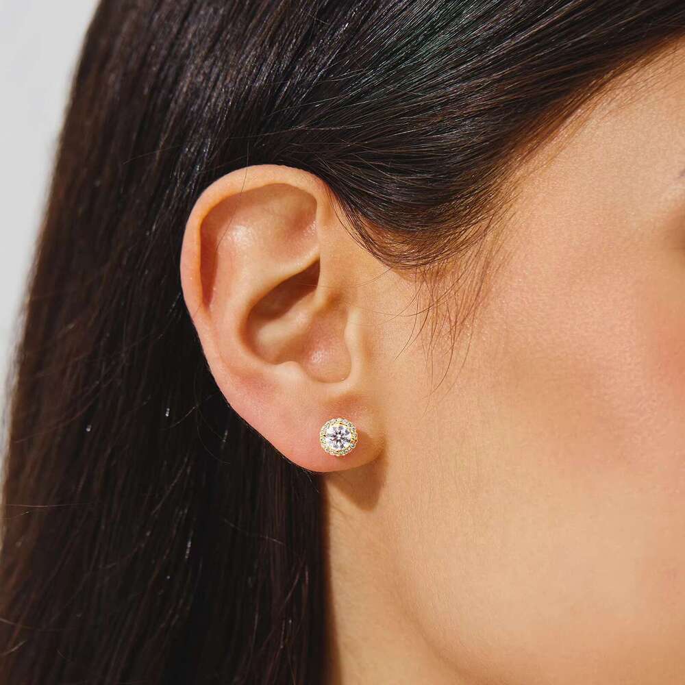 Cluster wer VVS Mossanite stud men's Hiphop pure sier women's jewelry Moissanite earrings with GRA certificate