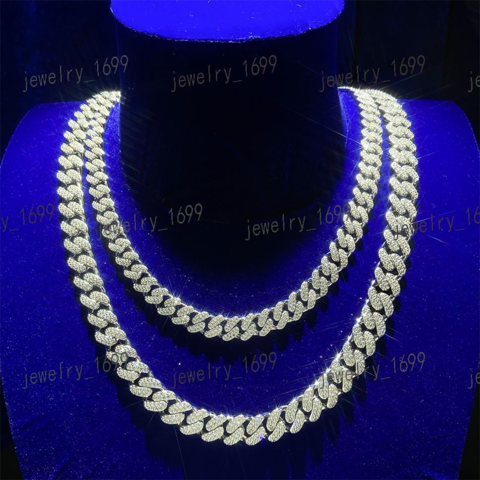 Best Selling Fashion Punk Style 12 Mm 925 Silver Three Row Hand Set Meta Cuban Chain Necklace for Men