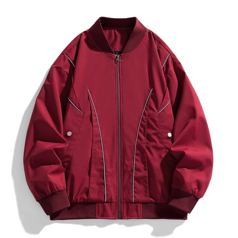 Autumn oversized bomber jacket mens reflective Article Baggy fashionable Korean tight fitting plus size top 250312