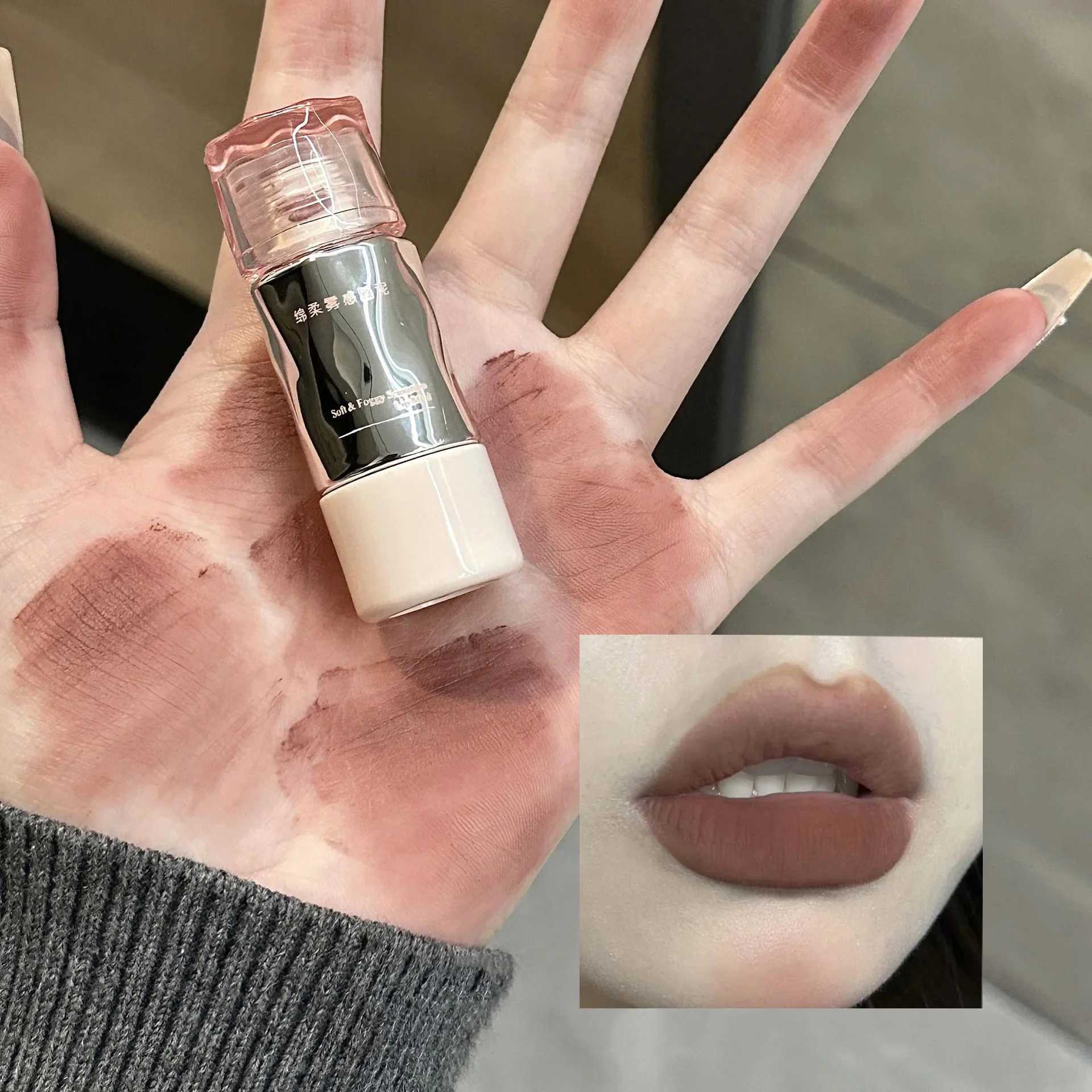 8 Colors Matte Pigment Mousse Lip Gloss Waterproof Sexy Red Lipgloss Brown Matte Lipstick Mud Lasting Easy To Color Women Makeup W250312