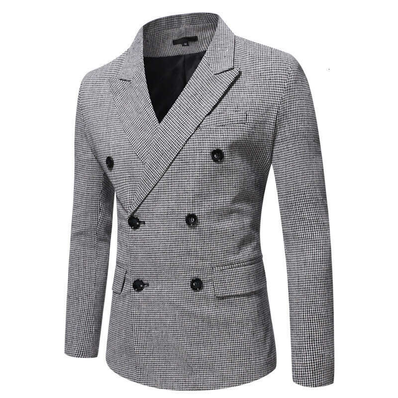 Thousand Bird Grid Large Loose Double Breasted Casual Suit Business Men's Single West