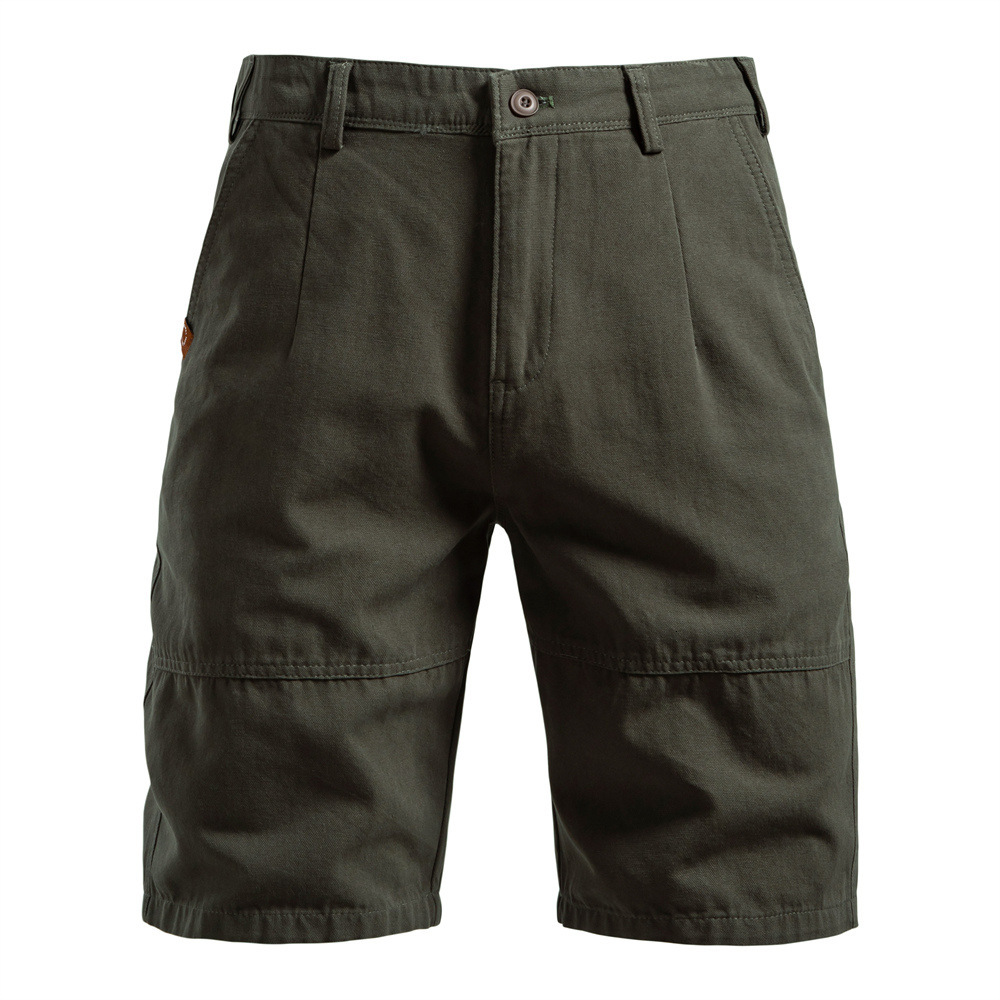 2025 summer new cotton casual men's straight leg five quarter pants solid color versatile workwear shorts for men tracksuit