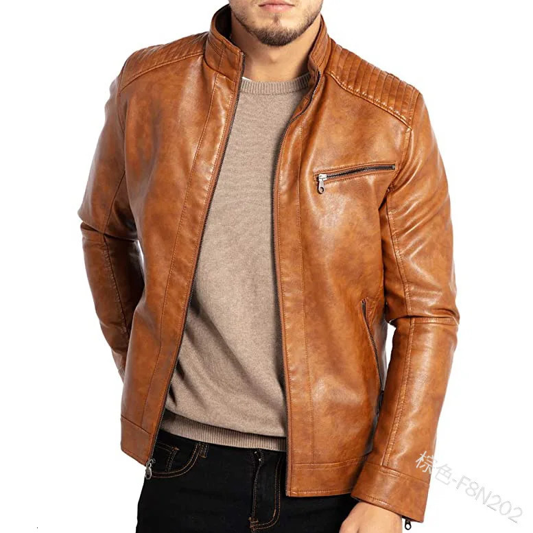 Fashion leather jacket streetwear casual mens zipper set ultrathin Pu 250312