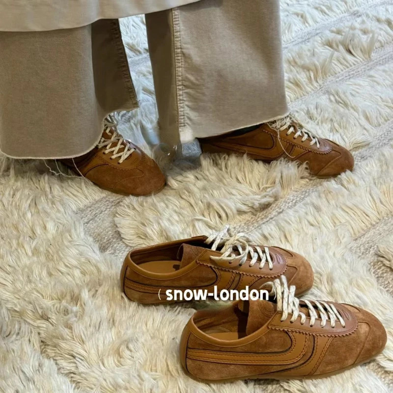 Real Leather German Training Shoes Womens Four Seasons 2025 Fashion Retro Crash Training Running Shoes Forrest Gump Shoes Women 250305